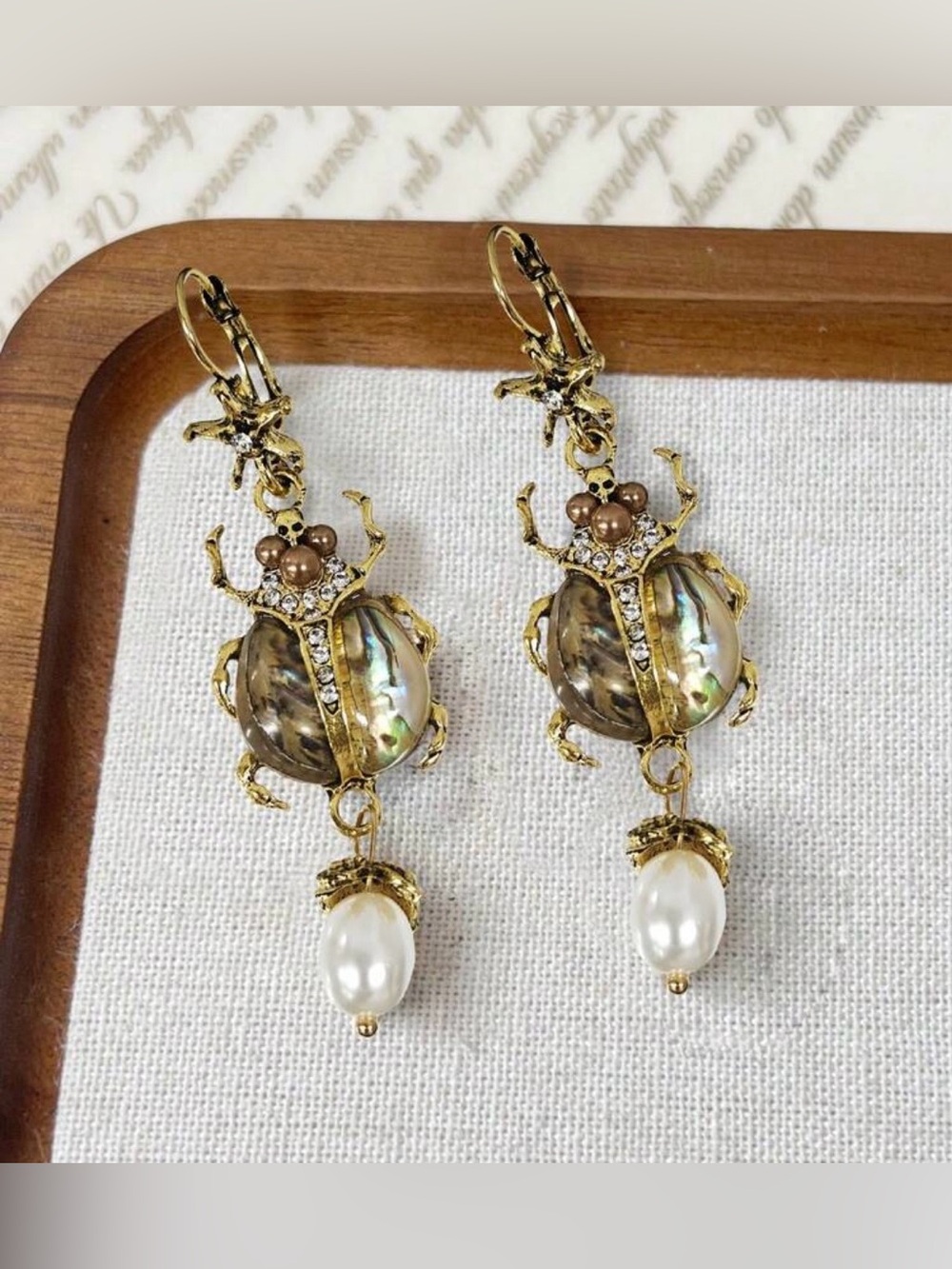 VTG Egyptian Revival Scarab Dangle Earrings | Victorian-Gothic | NWT